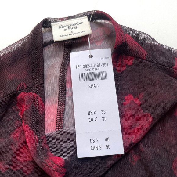 Abercrombie Paloma Mesh Top Rose Floral Size Small NEW NWT - Picture 3 of 5
